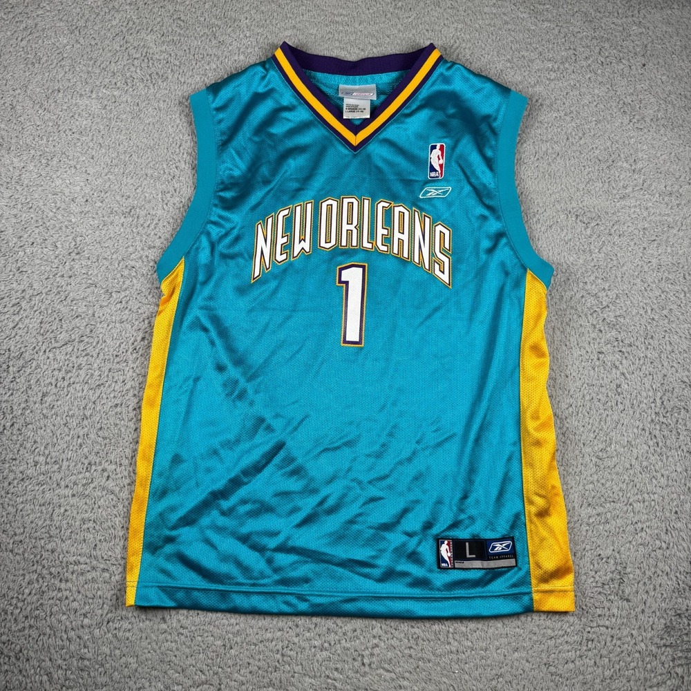 Reebok Baron Davis Basketball Jersey New Orleans Pelicans Youth Sz Large Vintage